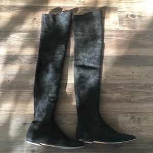 Isabel Marant blck suede Brenna over-theknee boots